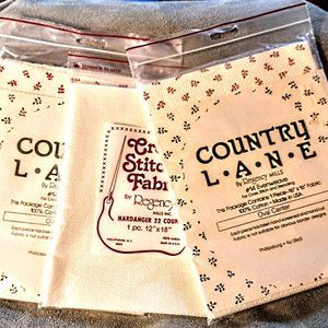 3 Cross Stitch Fabric: 2 Oval Ctr (14 Ct, 16x16, Red & Pink) + BONUS 22 Ct Ivory